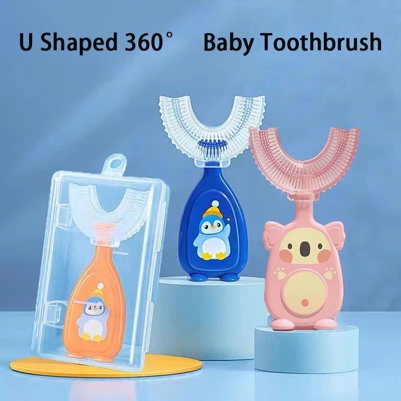 Escova De Dentes Infantil Em Formato De U de Silicone