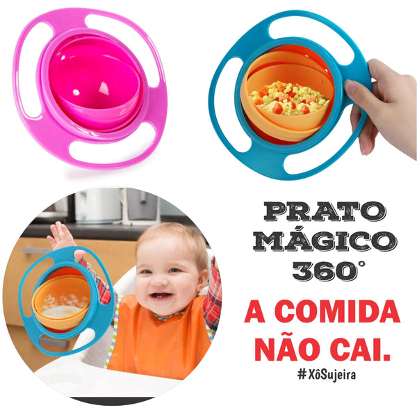 Prato Mágico Infantil Bebê Giratório 360º Alimento Não Cai