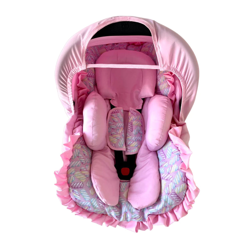 Kit 5 peças para bebê conforto Capa Protetor Cinto Capota Apoio de Corpo Tamanho Universal até 13 kg Galzerano