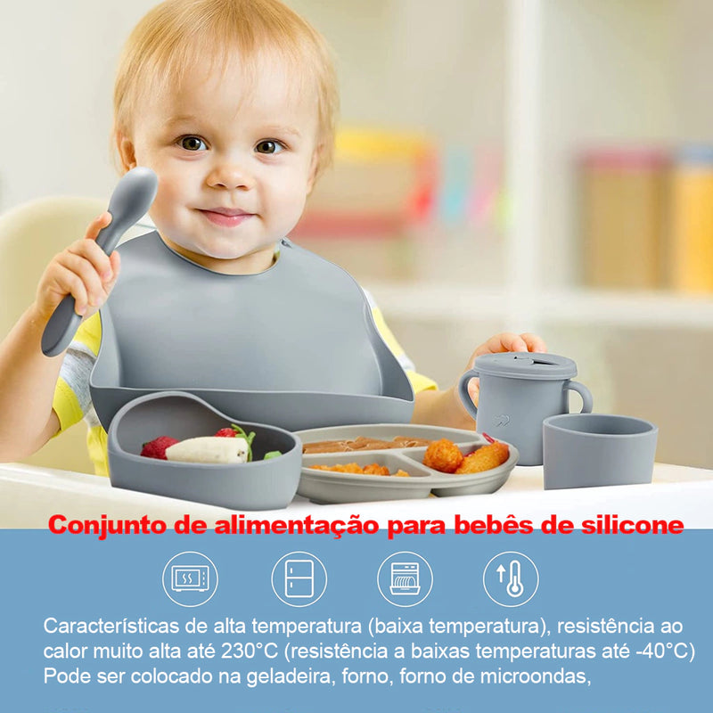 Kit 6 Peças de Talheres de Silicone para Bebês e Crianças